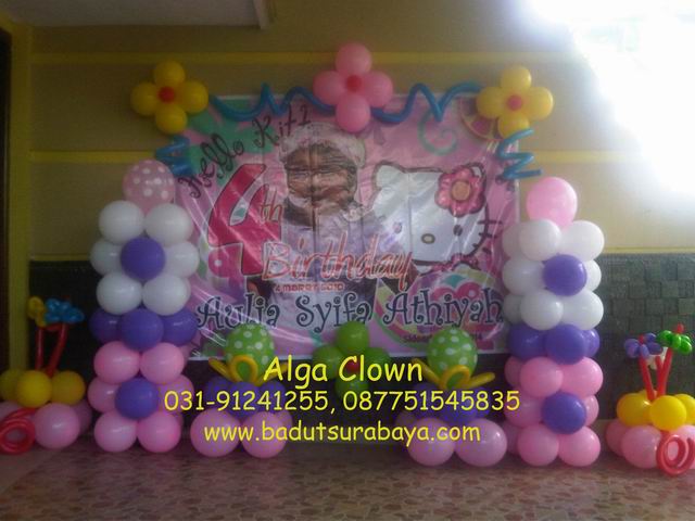 Dekor Balon Ultah 650 rb  Badut Surabaya Alga Clown